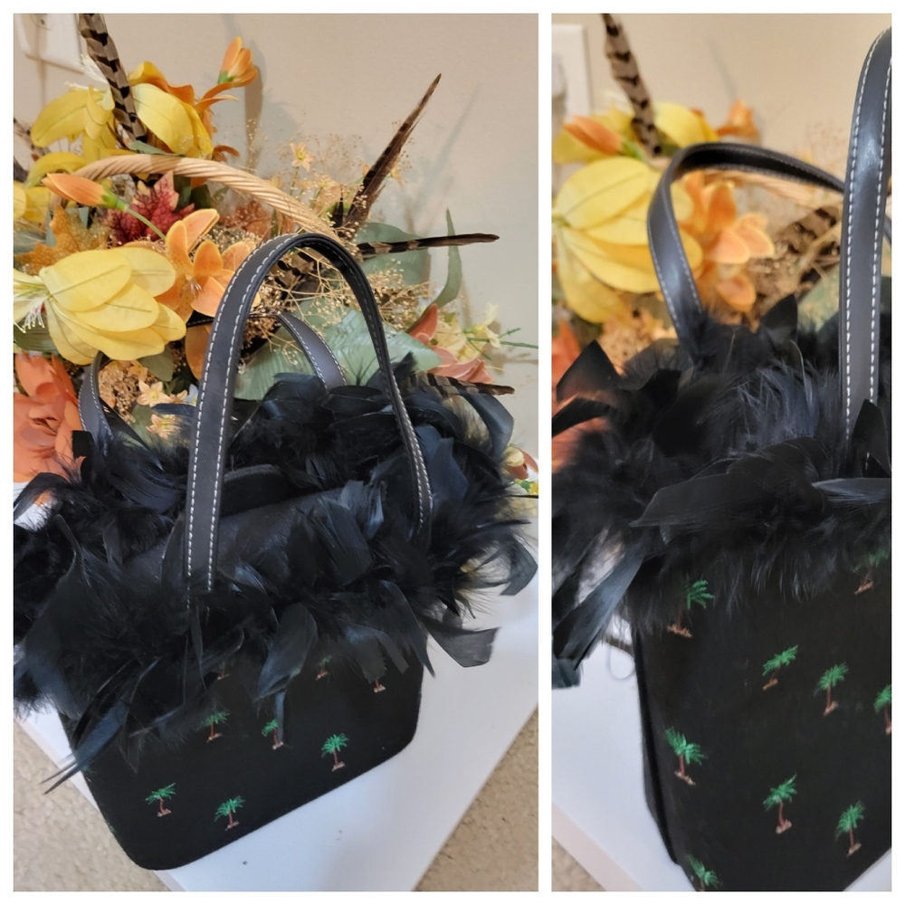 Black feathered purse.